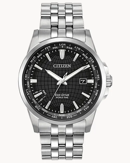 World Time Black Dial Stainless Steel Bracelet BX1000-57E | CITIZEN World Time Black Dial Stainless Steel Bracelet BX1000-57E | CITIZEN